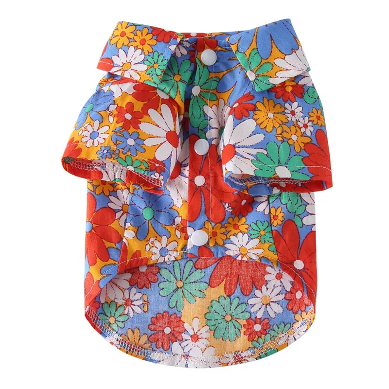 

Женский пляжный жилет для собак, повседневные Гавайские пляжные рубашки с цветочным рисунком для маленьких собак, щенков чихуахуа, кошек, ж...
