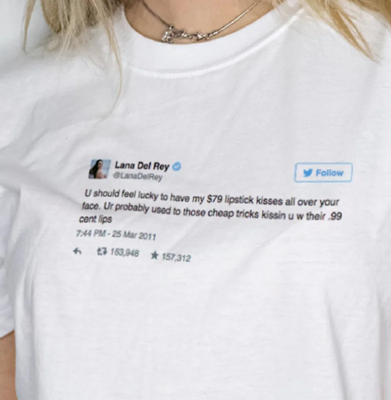 

Lana Del Rey Lipstick Tee T-shirt Women's Clothing Top Y2k Clothes Gothic Woman T-shirts Goth 90s Aesthetic Vintage Kawaii