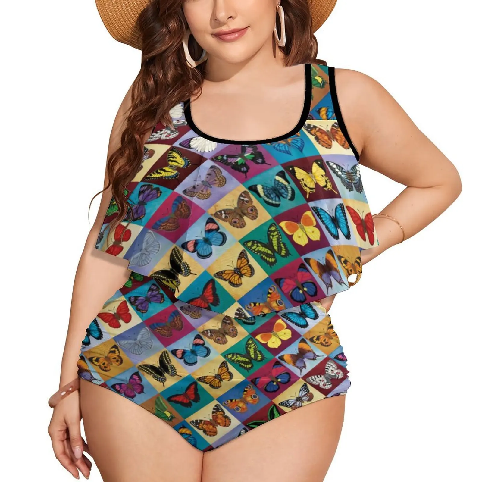 

Купальник-бикини в стиле пэчворк с бабочками, сексуальный комплект бикини в стиле поп-арт с животными, женский купальник из двух частей, куп...