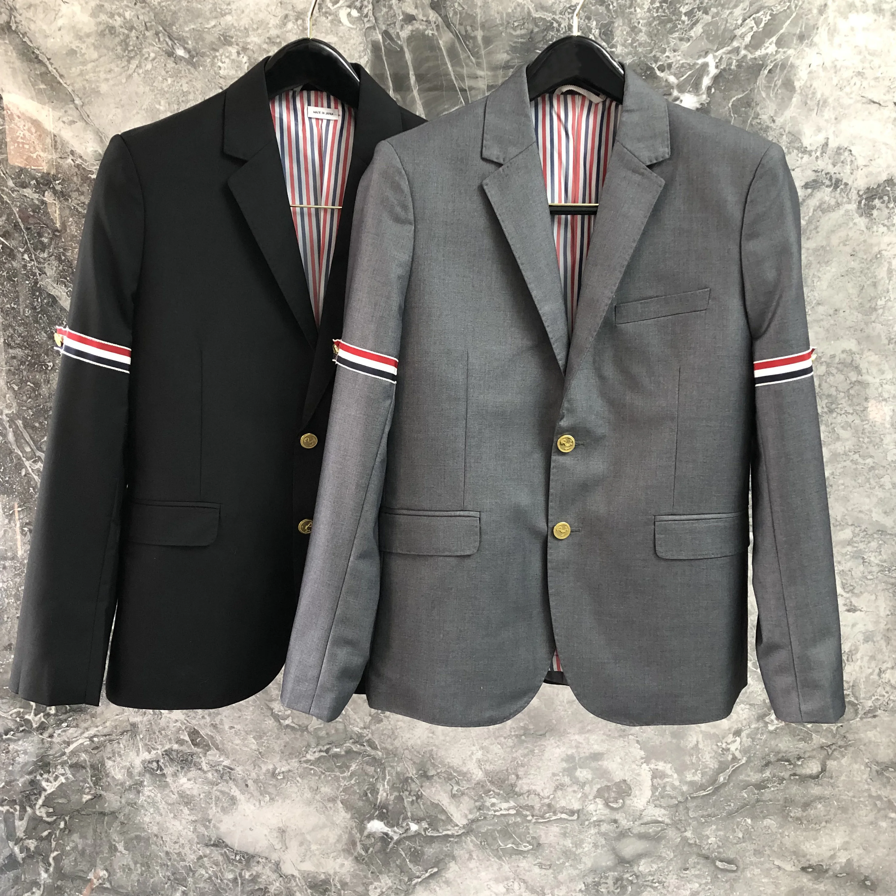

Spring and summer TB gray armband three-color webbing suit top men's Korean version of the tide brand slim small suit jacket