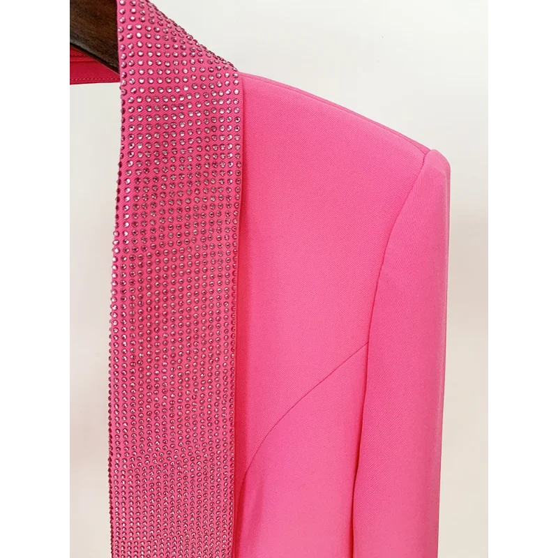 Женский Длинный блейзер с открытой спиной розовый пикантный глубоким V-образным