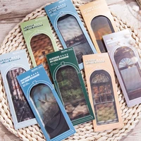 5 pcs set scenery bookmark pet frosted material retro simple bookmarks student reading book mark office supplies stationery