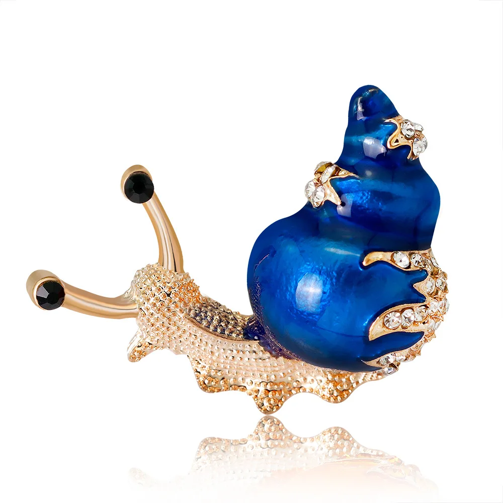 

TULX Rhinestone Snail Brooches For Women Cute Cartoon Insect Animal Enamel Brooch Pins Clothing Accessories Jewelry