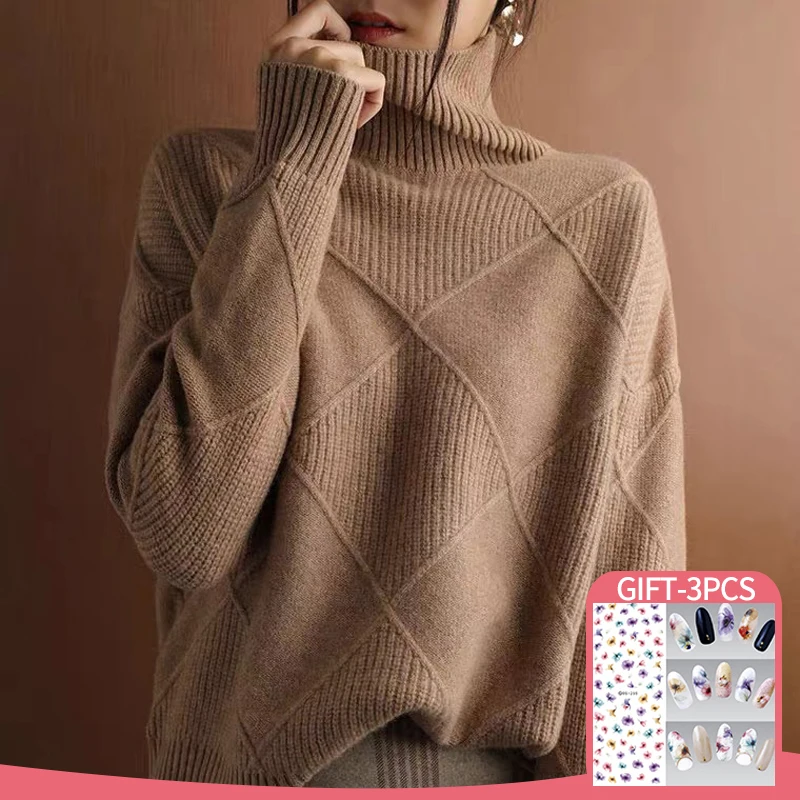 

Women's Knitted Sweater Korean Fashion Loose Zipper Pullovers Autumn Winter 2022 Turn-down Collar Jumper Women Female Top