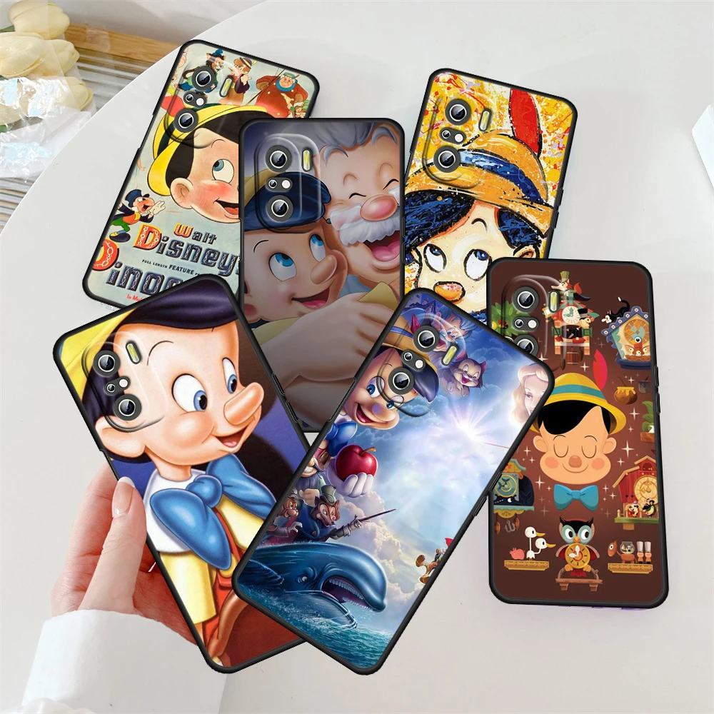 

Disney Pinocchio Cute For Redmi K60 K50 K40 K30 K20 Go S2 8A 7A 6Pro 5 Plus 5G Silicone Soft Black Phone Case