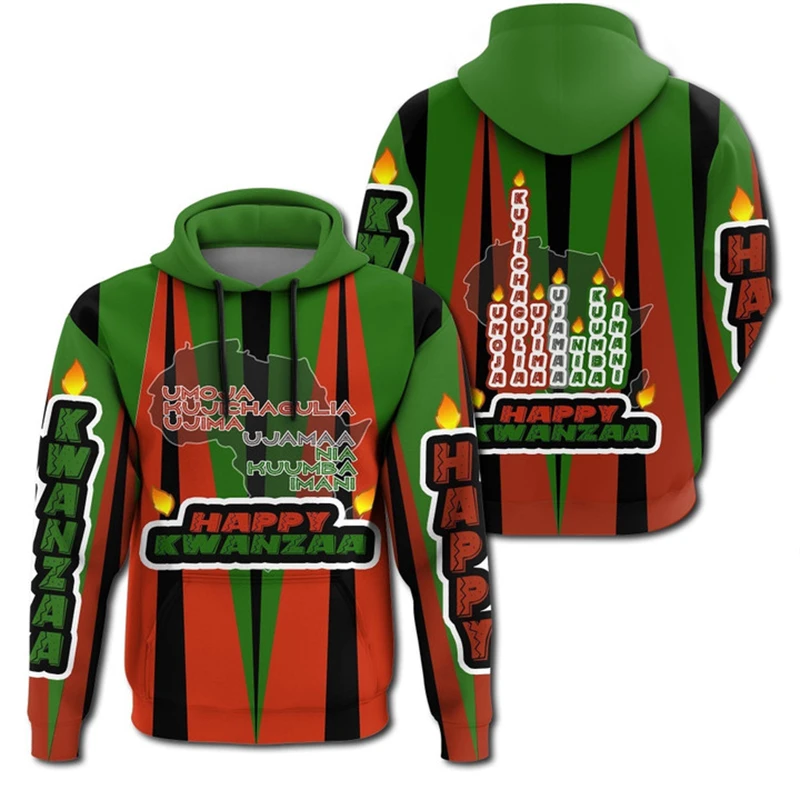 African Kwanzaa Hoodies 3D Print Fashion Ethnic Style Sweatshirt Men Women Y2k Harajuku Trending Clothes Pullover