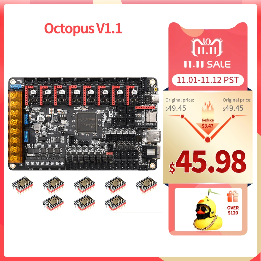 

BIGTREETECH Octopus V1.1 BTT Motherboard 3D Printer Parts vs Spider V2.2 TMC5160 TMC2209 Ender 3 V2 Pro For Voron 2.4 Kits