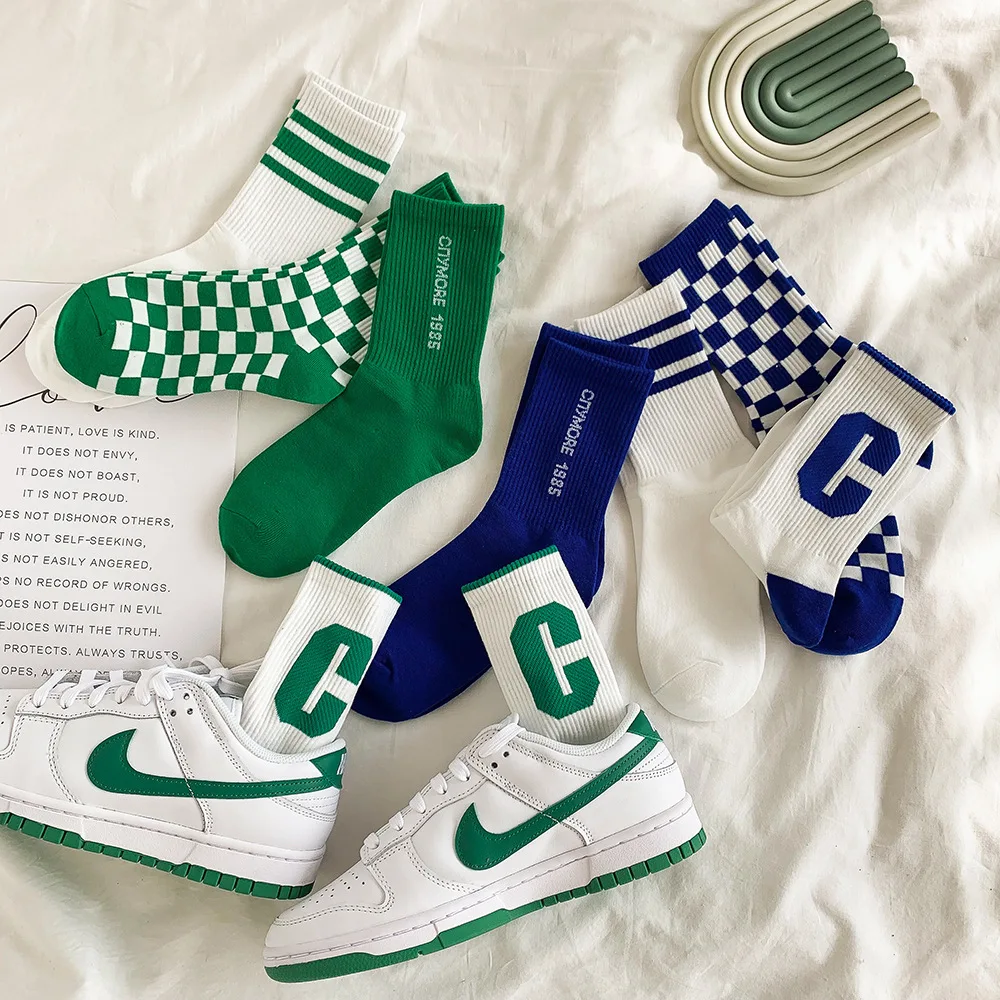 Women Socks Flower Stripe Pattern Cute Kawaii Japanese Korean Style Cotton Harajuku Funny Breathable Casual Spring Floral Socks