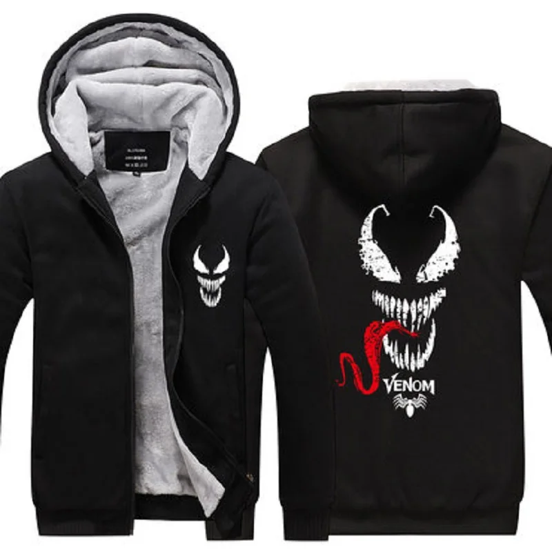 American Movie Venom Zip Up Man Hoodies Sweatshirts Zipper Jacket Boys Cosplay Long Sleeve Spring and Autumn Pullover Top