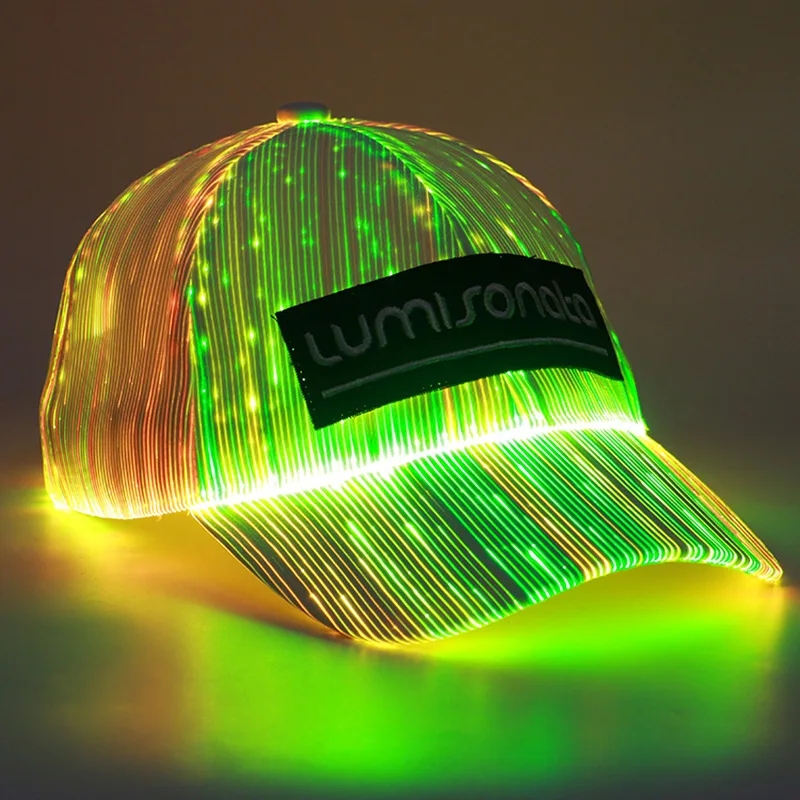 

Luminous Hat Led Lightting Baseball Cap For Men Women 60-65cm Nightclub Disco Concert Party Fiber Optic Hat Baseball Cap Gorra