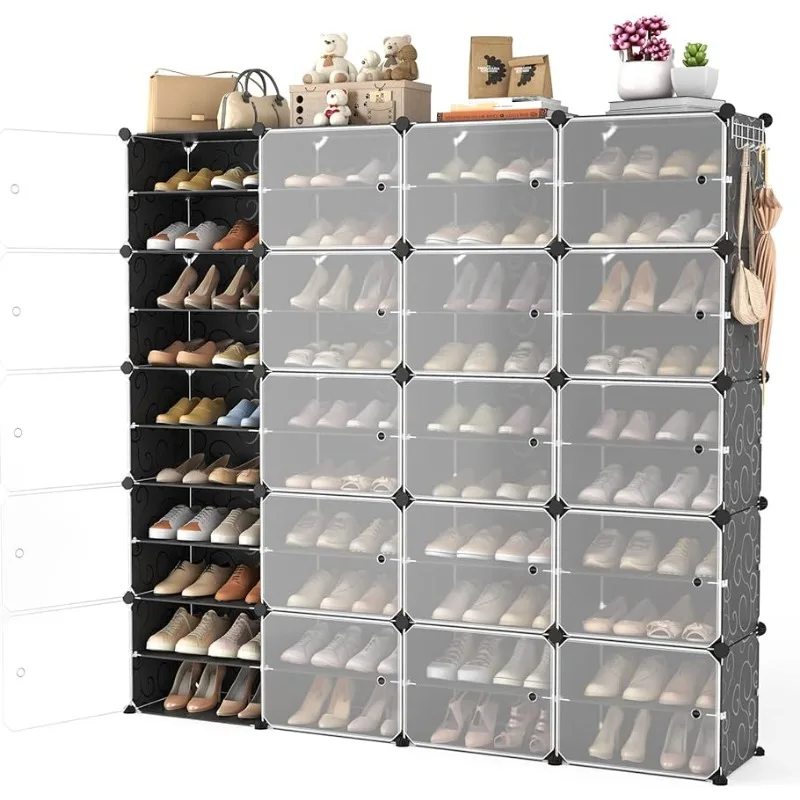 

Plastic Adjustable Shoe Storage Organizer Stackable Detachable Free Standing DIY Expandable 10 Tier Black