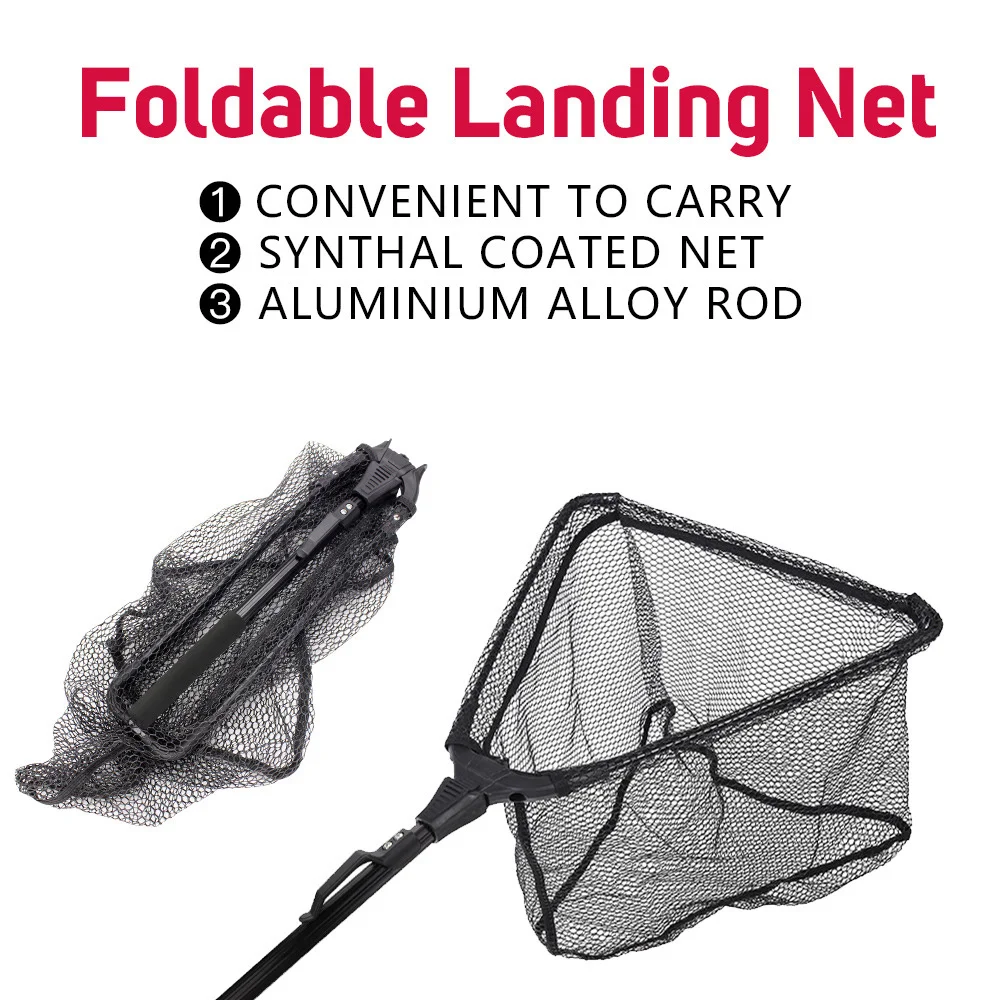 

Floating Fishing Net Portable Retractable folding aluminium alloy fishing Hand net Glue coated net bag Fly Hand Dip Casting Net
