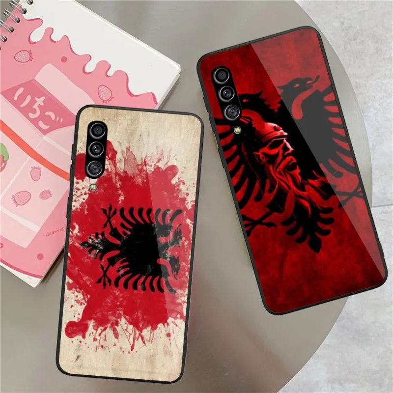 

Albania Flag Phone Case For Samung A32 A51 A52 NOTE 10 20 S10 S20 S21 S22 Pro Ultra Black PC Glass Phone Cover