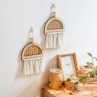 ins style bohemian simple home wall hanging woven bamboo weaving rainbow for house decor childrens room background decoration