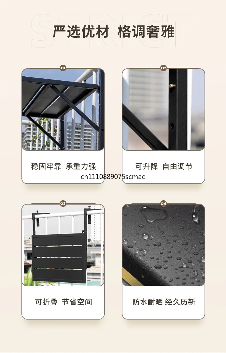 Фото Подвесной столик Chunshu для балкона, настенный столик для террасы, 60*40 см, металлическая подставка №4