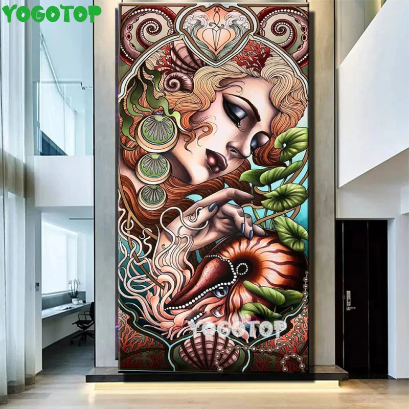 

Осьминог и красота 5d diy алмазная живопись старинная мозаика полная квадратная круглая Алмазная вышивка подарок вышивка домашний декор YY5784