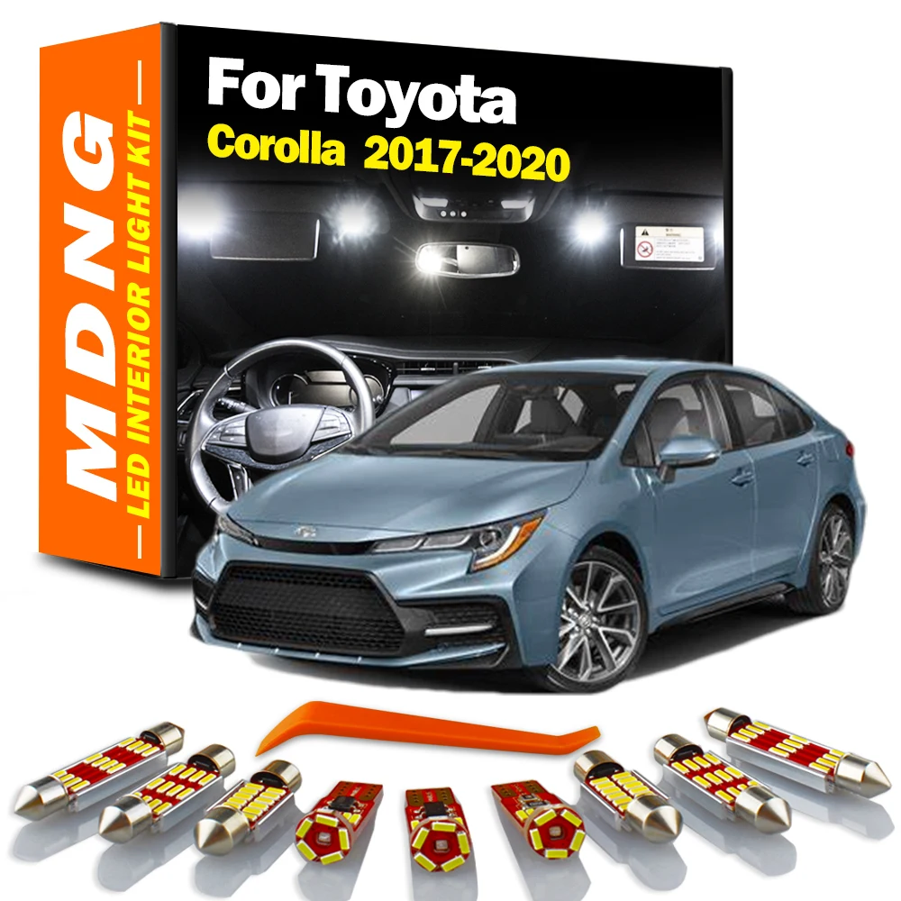 

MDNG 11Pcs Canbus LED Interior Light Kit For Toyota Corolla 2017 2018 2019 2020 Vehicle Bulb Dome Map Reading License Plate Lamp