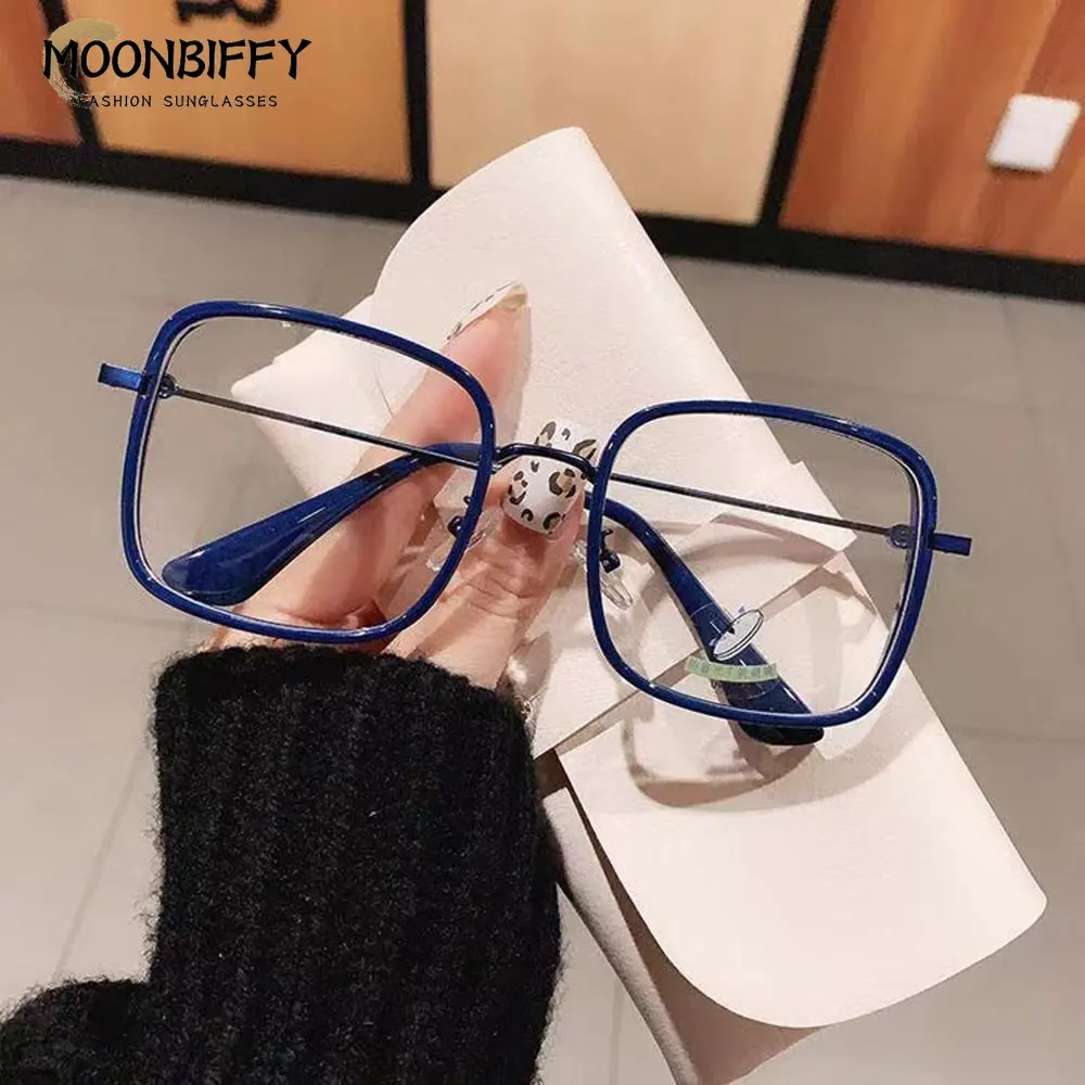

New Vintage Large Square Eyeglasses Anti-blue Light Glasses Frame Men Women