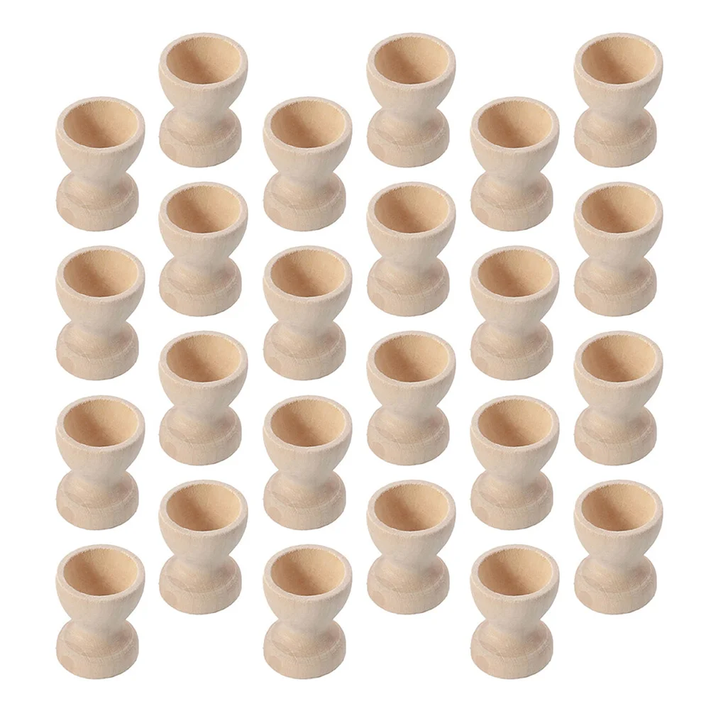 

24pcs Egg Cups Wooden Egg Cups Egg Holders Party Unpainted Egg Holders for Kids DIY Painting Craft Decoration