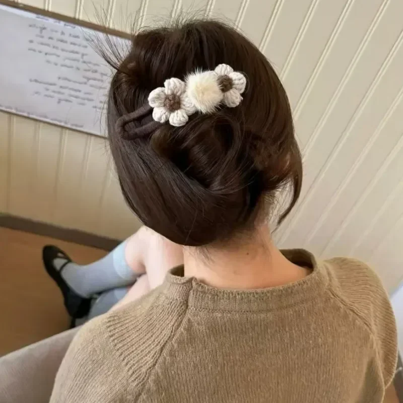 Женские тканые заколки для волос с цветком в стиле ретро боковые плетеные уткой