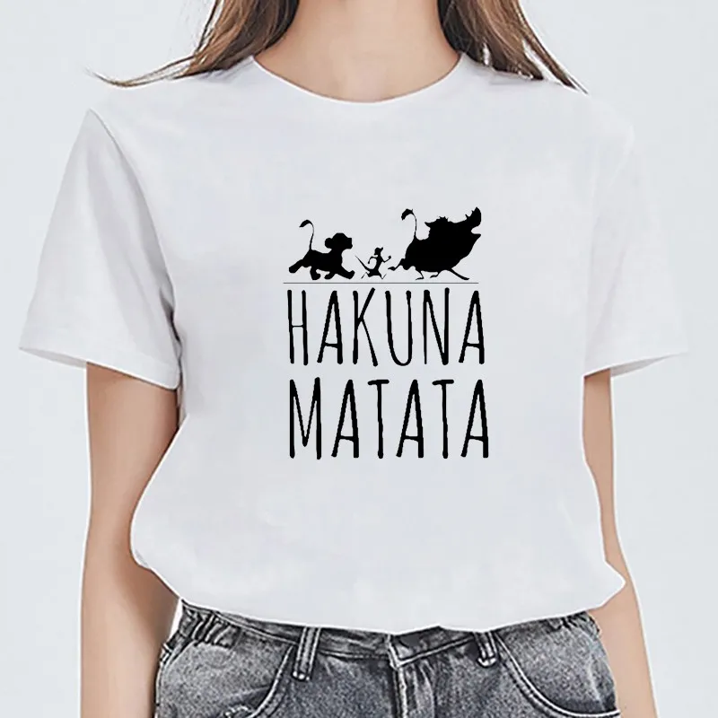 

Hakuna Matata Lion King Tee Shirt Men White Black T Shirt Women Cartoon Graphic Anime Shirt Kawaii Tshirts for Men Dropshipping