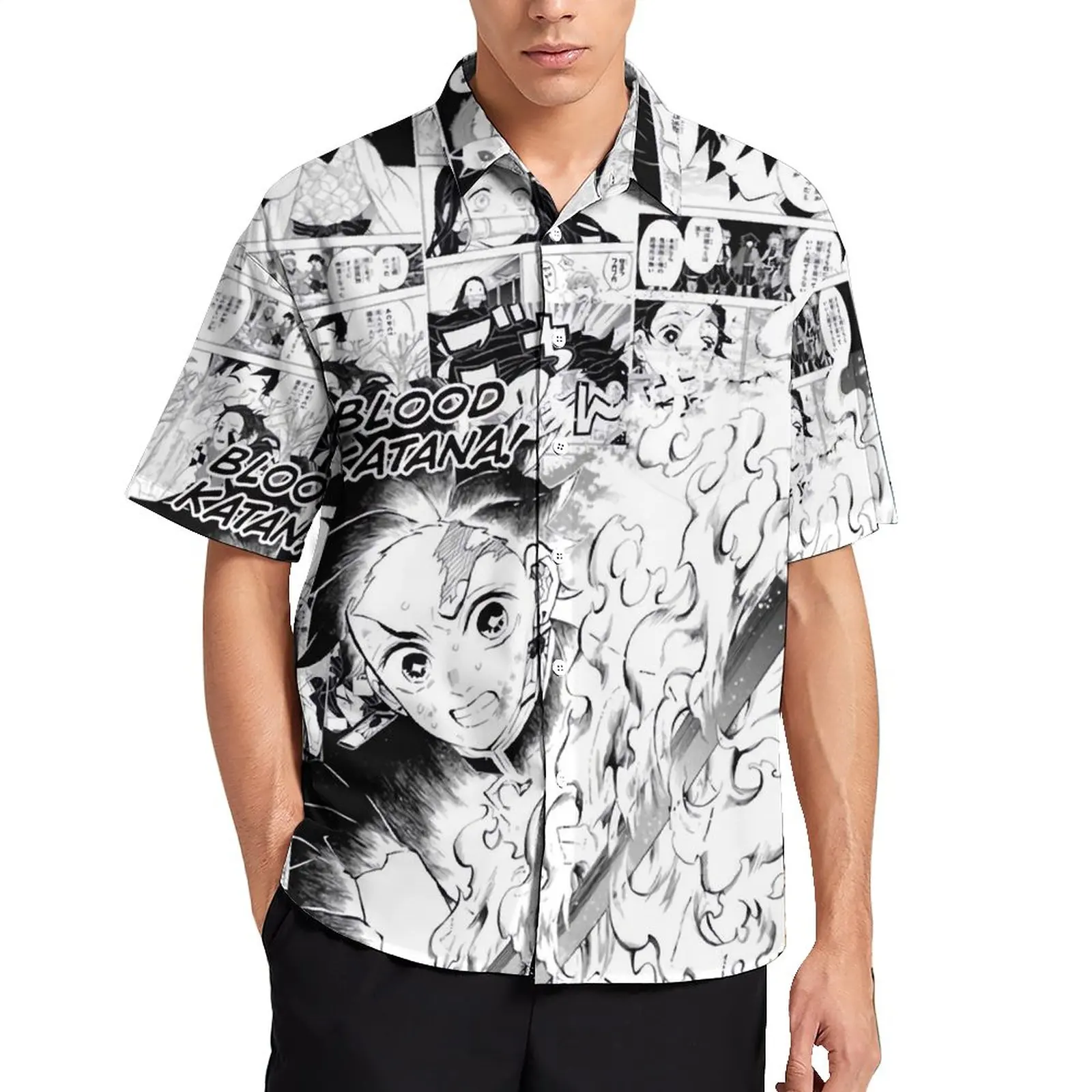 

Мужская Повседневная рубашка с принтом демона, Slayer Manga, Kimetsu No Yaiba, Пляжная рубашка, гавайская уличная одежда, большие размеры