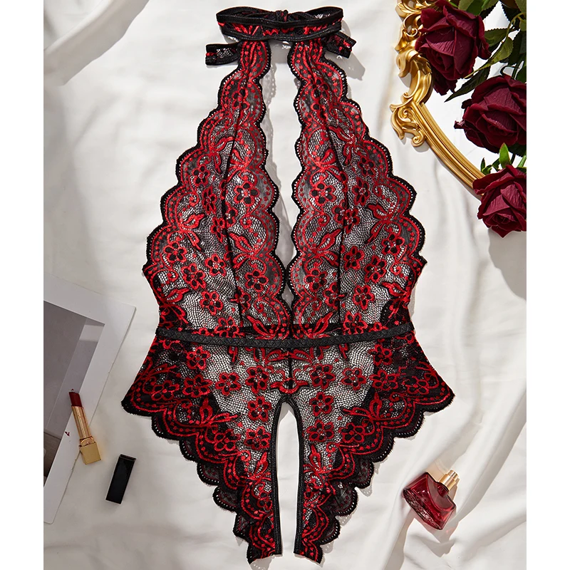 Цельный кружевной ажурный костюм сексуальное женское нижнее белье с открытой