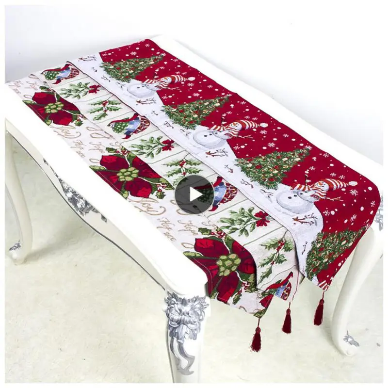 

INS Style Christmas Table Runner Fabric Christmas Table Desktop Decorative Tablecloth Christmas Ornament Party Home Decoration