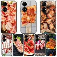 beef pork fat phone case for huawei p50 p40 p30 p20 10 9 8 lite e pro plus black etui coque painting hoesjes comic fas