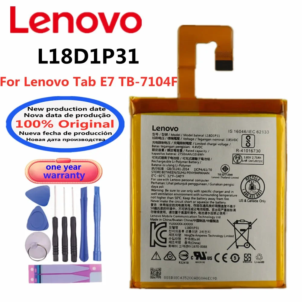 L18D1P31 Оригинальный аккумулятор для Lenovo Tab E7 TB-7104F аккумуляторы планшетов +