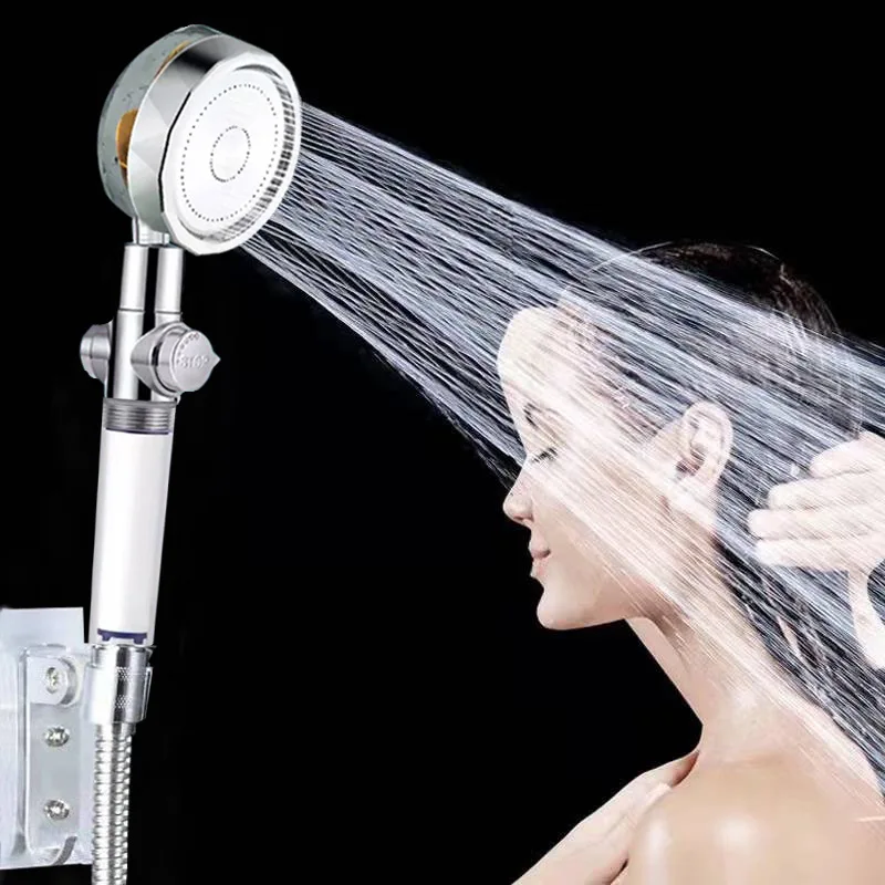 

Shower Head Water Saving Flow 360 Degrees Rotating with Small Fan ABS Rain High Pressure Spray Nozzle Bathroom Accessories