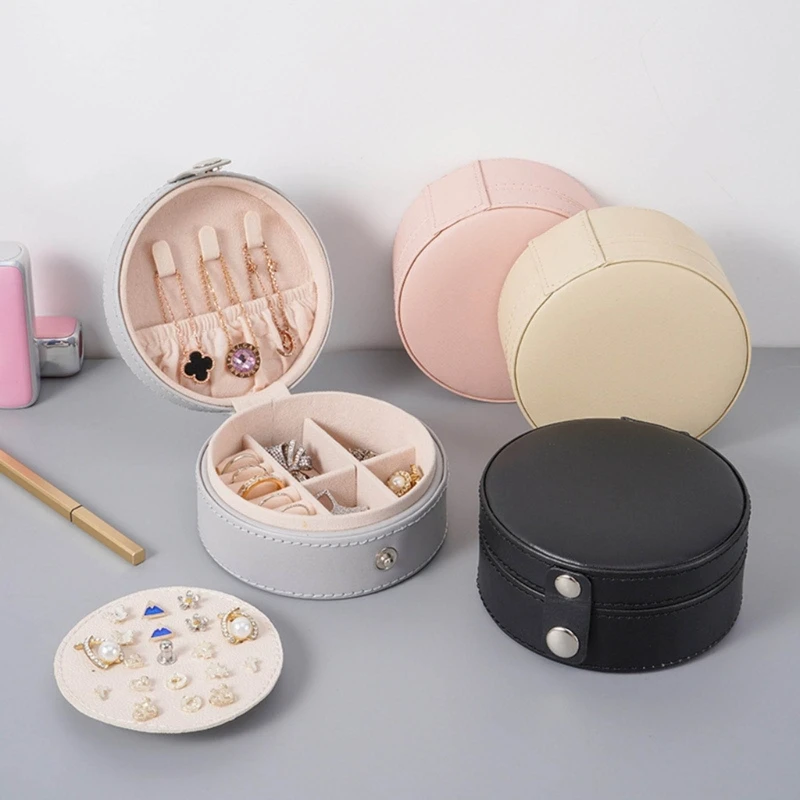 

Portable Travel Mini Jewelry Box Leather Jewellery Rings Case Storage