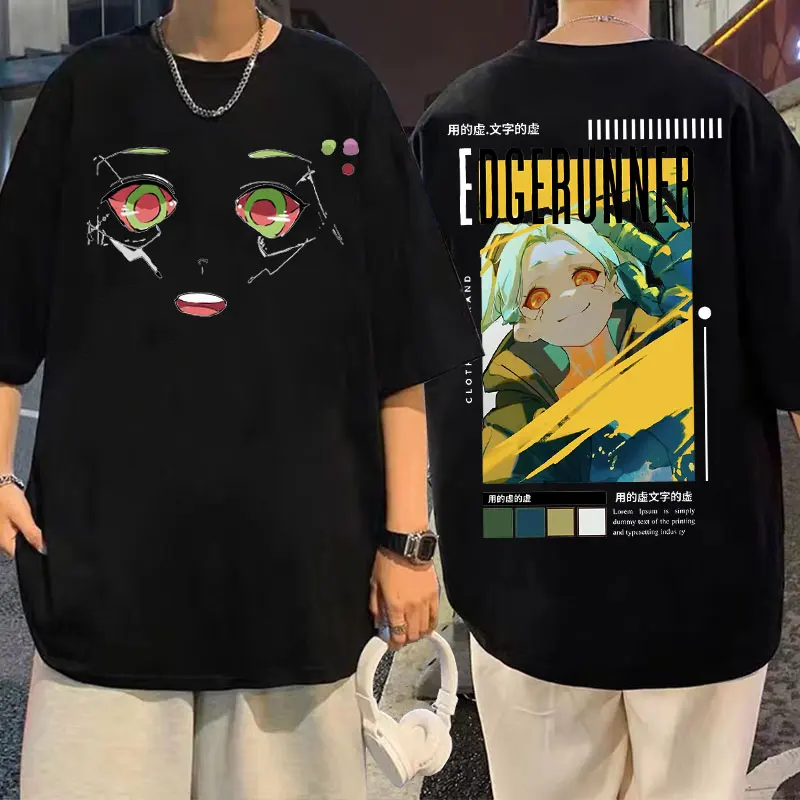 

Hot Funny Cute Cyberpunk Edgerunners Rebecca Eyes Graphic T-shirt Short Sleeve Unisex Punk Rock T Shirt Men Women Fashion Tshirt