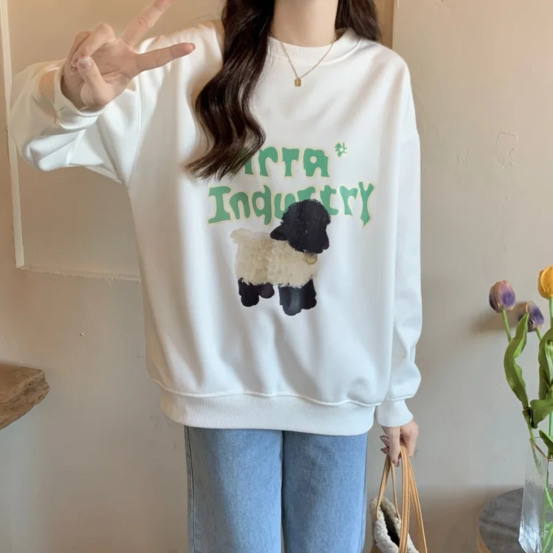 

Новинка 2022, осенне-зимние Бархатные свитшоты CGC с круглым вырезом, женские Топы с длинным рукавом и мультяшным принтом