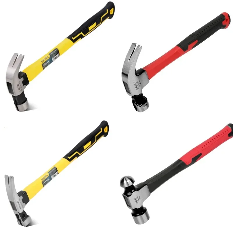 

Ручка молотковая многофункциональная, ручной инструмент из высококачественного волокна с 1 шлифовальной головкой, стальной молоток с когтями, Круглый деревообрабатывающий