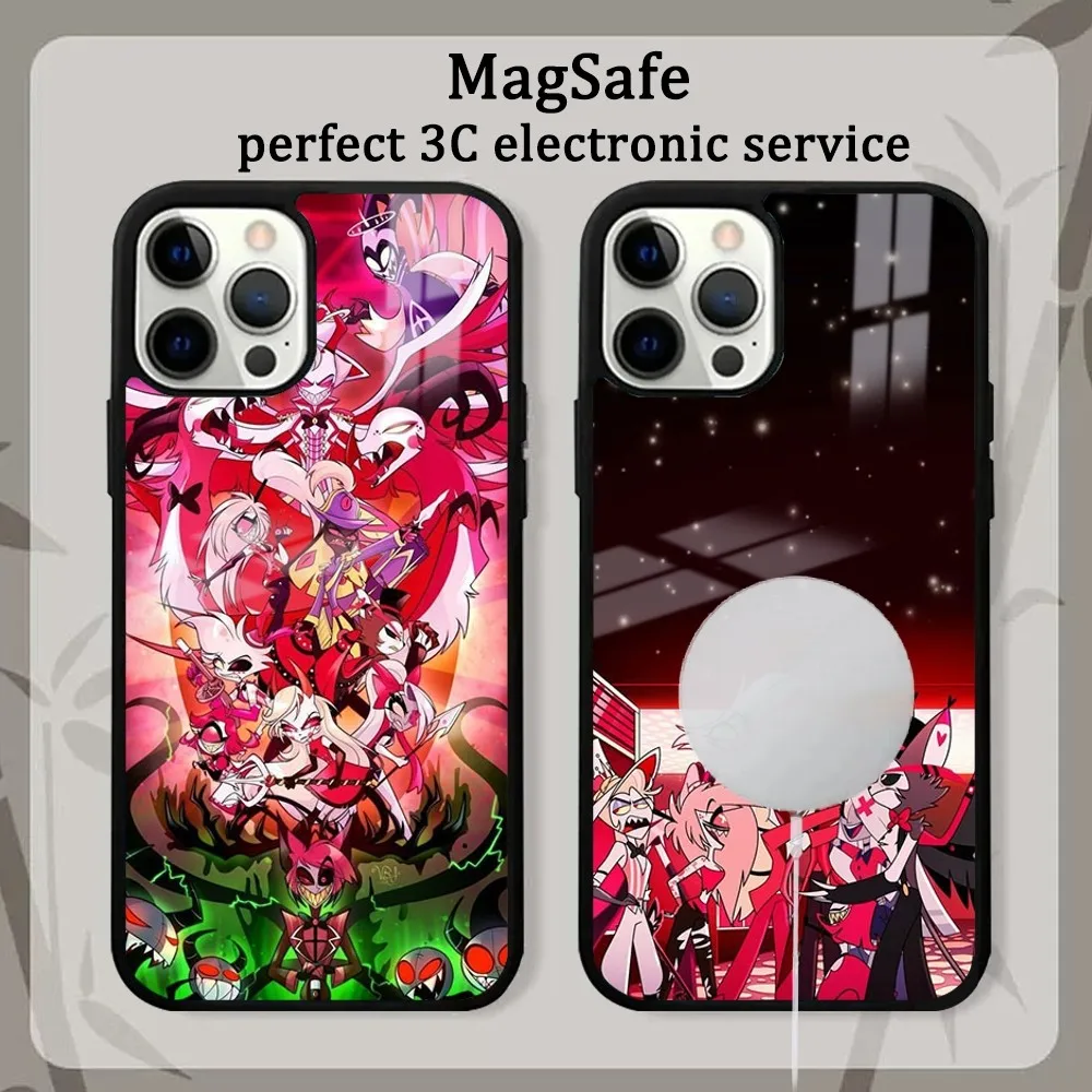 Cartoon H-Hazbin H-Hotels Phone Case For iPhone 16 15 14 13 12 11 Pro Max Plus Mini Magsafe Mirror Wireless Magnetic Cover