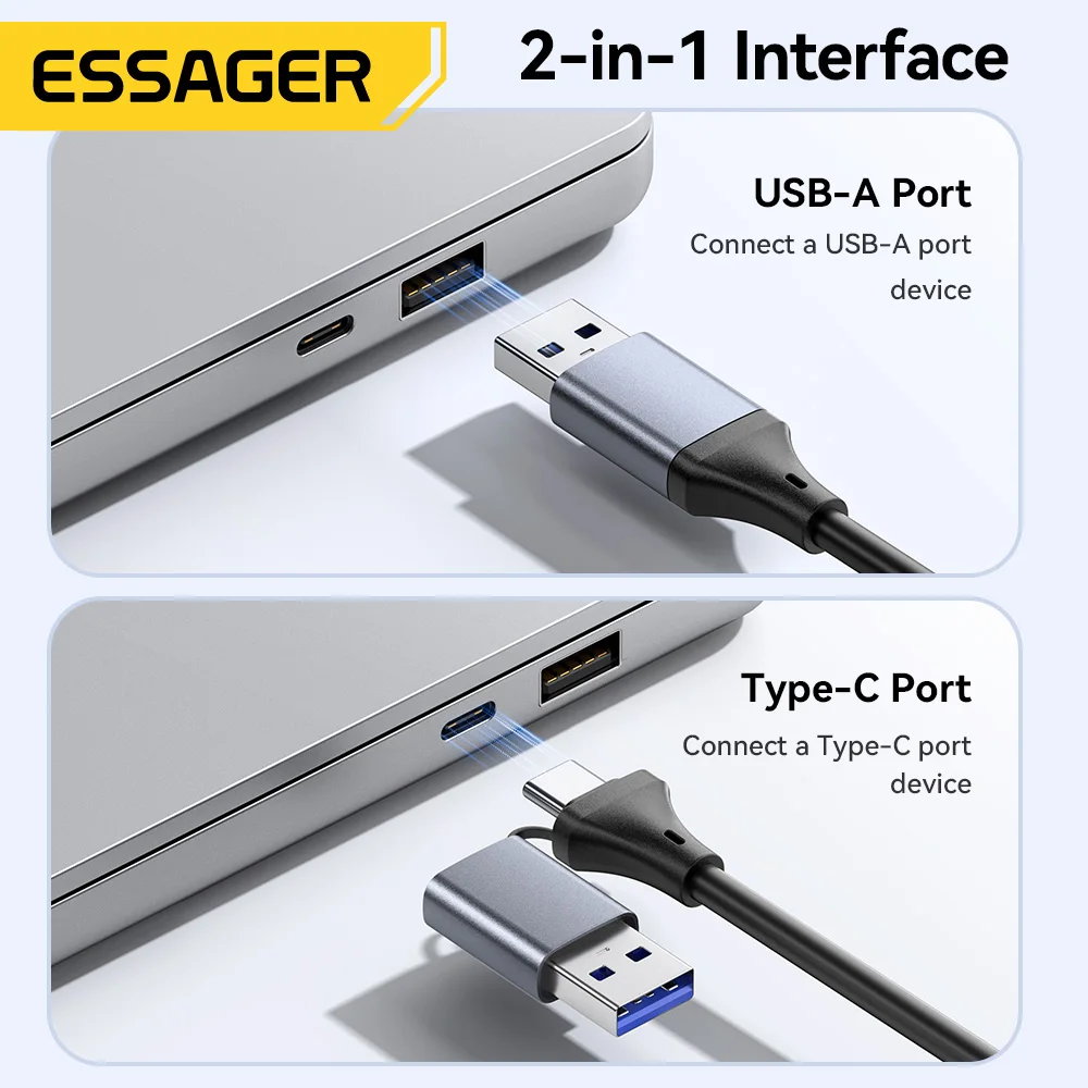 Фото Устройство для чтения карт памяти Essager SD4.0 312 МБ/с, адаптер USB Type-C для карт памяти SD, MicroSD, TF для ноутбуков, ПК, iPhone, Huawei, MacBook, Windows №3