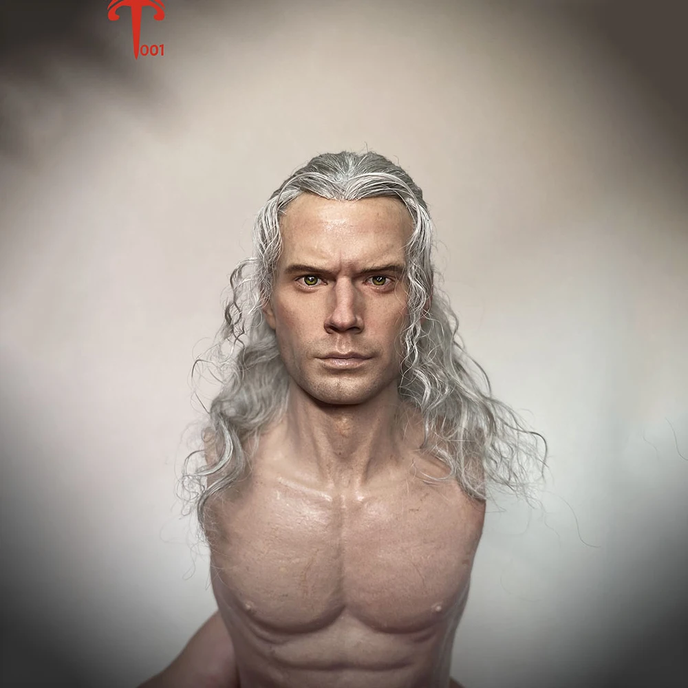 

1/6 Scale XT001 Witcher Henry Cavill Head Sculpt Hair Transplant Head Carving Fit 12'' Male Soldier Action Figure Body Dolls