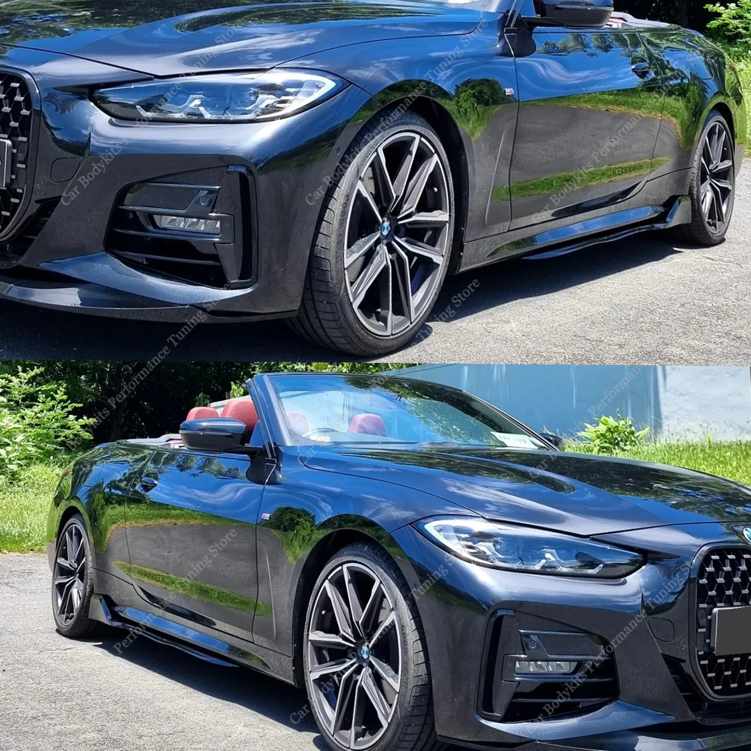 Фото Для BMW G22 G23 G24 G26 1 пара глянцевых черных боковых юбок в стиле соревнований 420i 420d 430i 430d M440i M440d i4 M50 2021-2025 Тюнинг №1