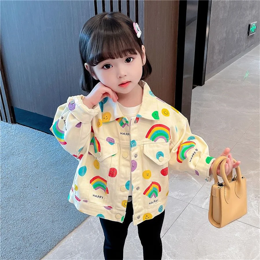 

Spring Autumn Girls Jacket Baby girls Jackets Children Coat Toddler Fashion Clothes Streetwear rainbow 12M-8Y