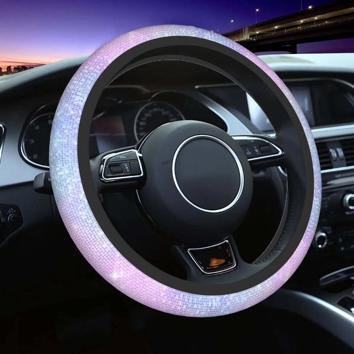 

Pastel Glitter Sky Car Steering Wheel Cover 38cm Universal Auto Steering Wheel Protector Car-styling Interior Accessories