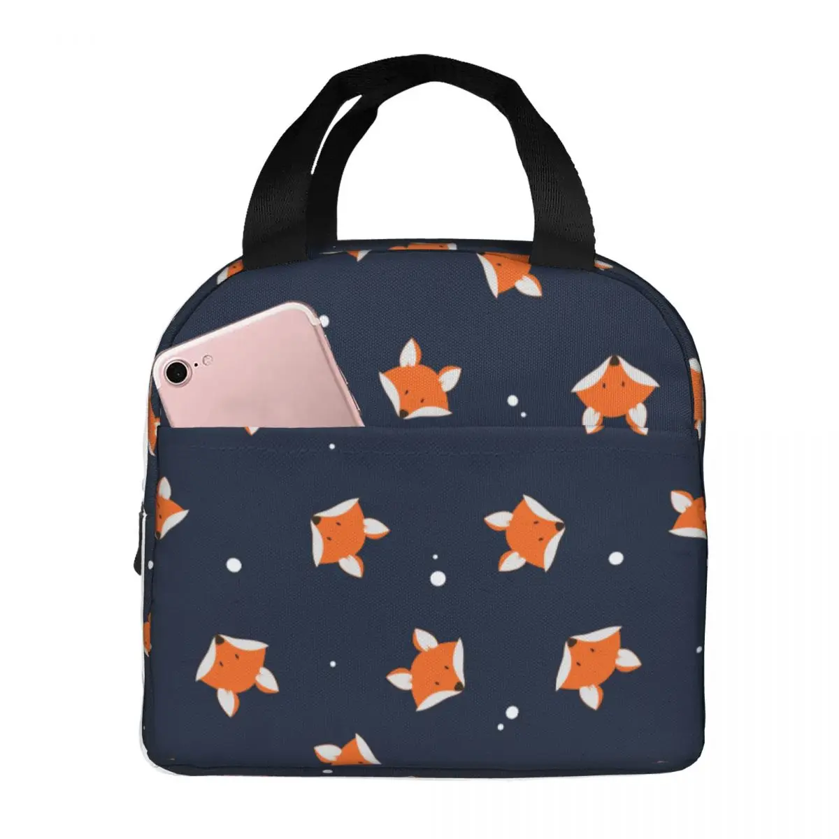 Lunch Bags for Women Kids Fox Thermal Cooler Bag Portable Picnic Work Animal Canvas Tote Handbags