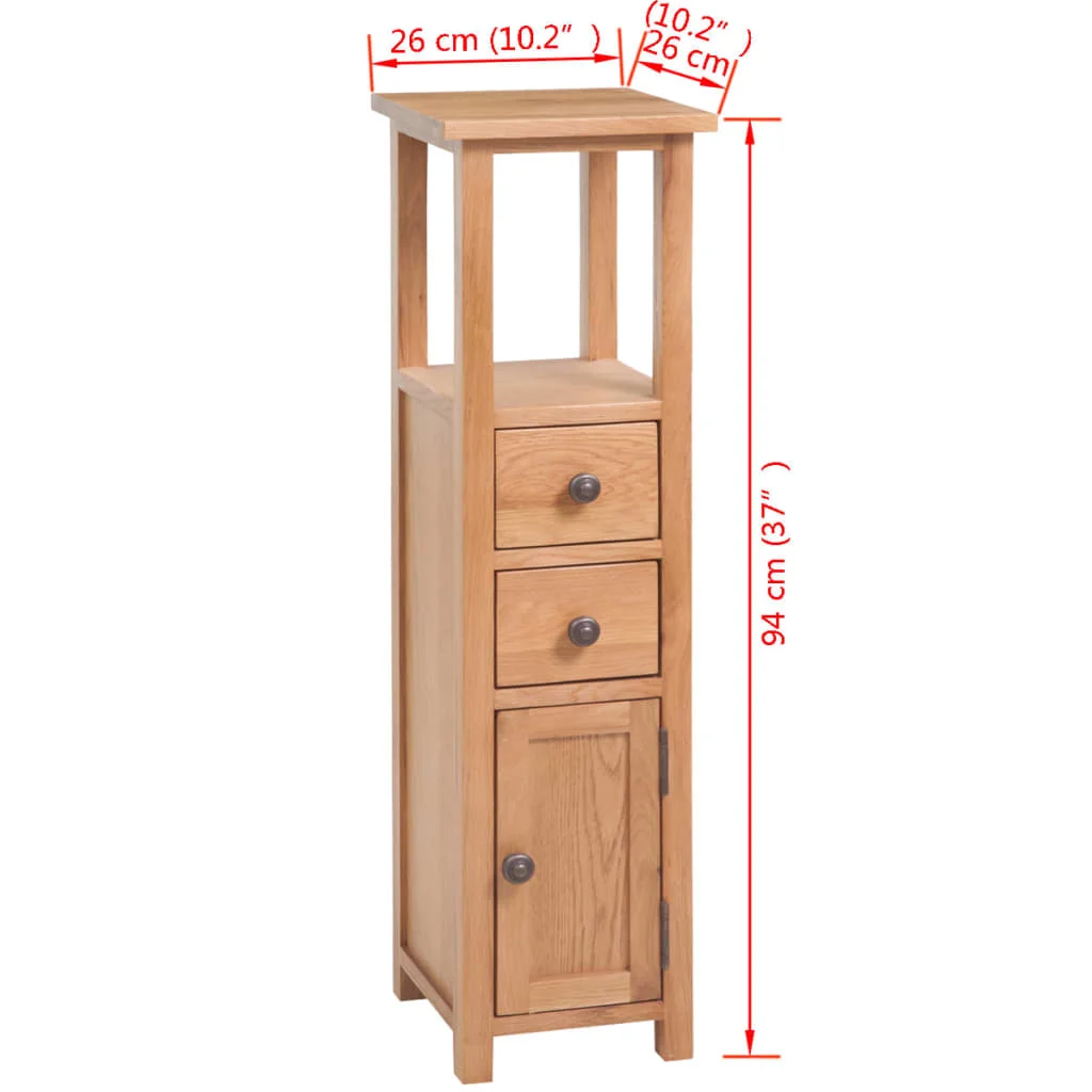 

Corner Storage Cabinet Solid Oak Wood 10.2"x10.2"x37" Brown Home Furniture