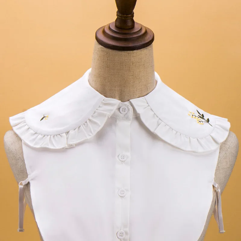 

Винтажный воротник с оборками и лацканами для женщин, блузка, рубашка с цветочным принтом, съемный воротник, Женский Галстук, накладной воро...