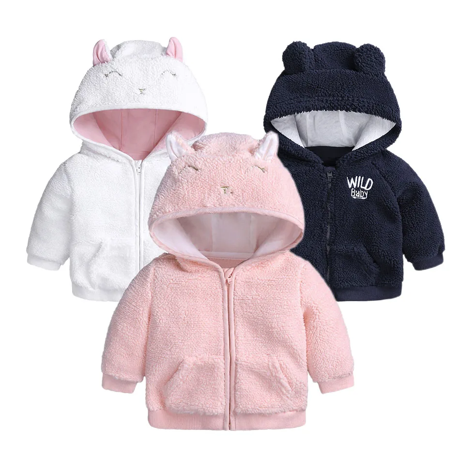 Купи New Baby Boys Girls Hoodies Newborn Warm Sweatshirts Cute Ear Sweatshirt Clothing Autumn Winter Thichen Fleece Kids Clothes за 976 рублей в магазине AliExpress