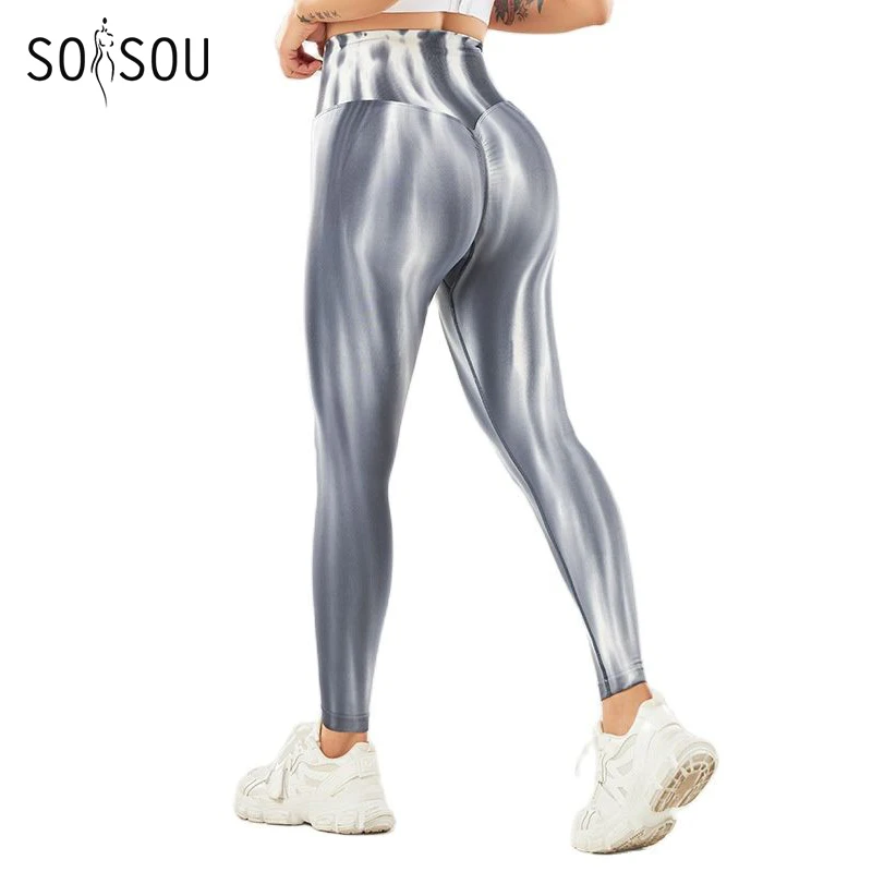Бесшовные Леггинсы SOISOU для занятий йогой женские брюки дышащая эластичная