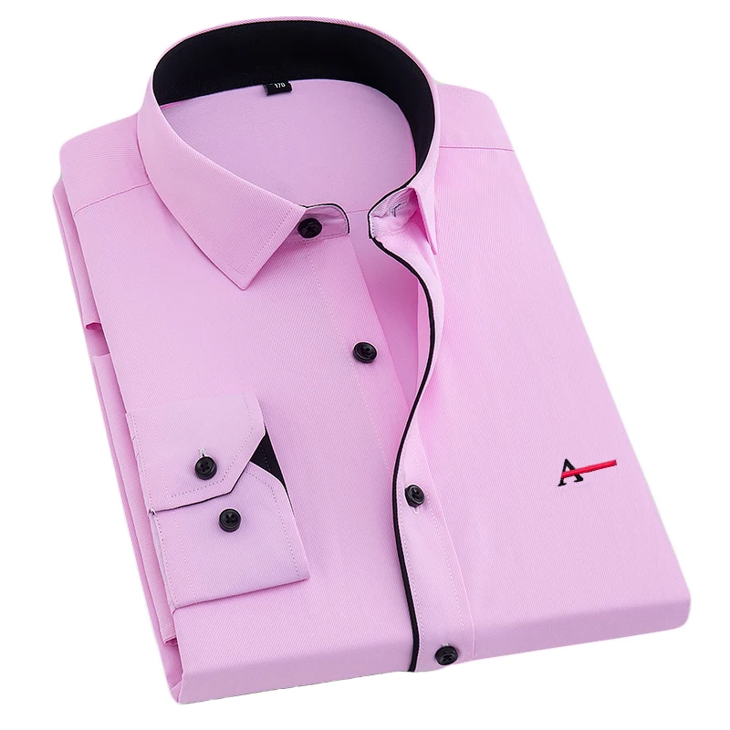2021 Men's Plus Size Slim Fit Casual Shirts Long Sleeve Business Men's Shirts Casual Office Shirts