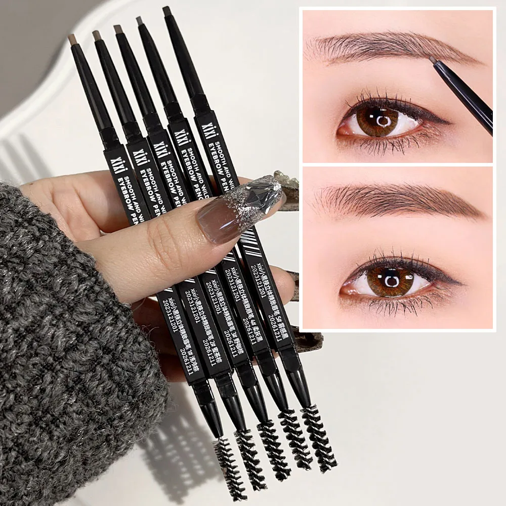 Стойкий карандаш для бровей Двойные головки Водостойкий без пятен