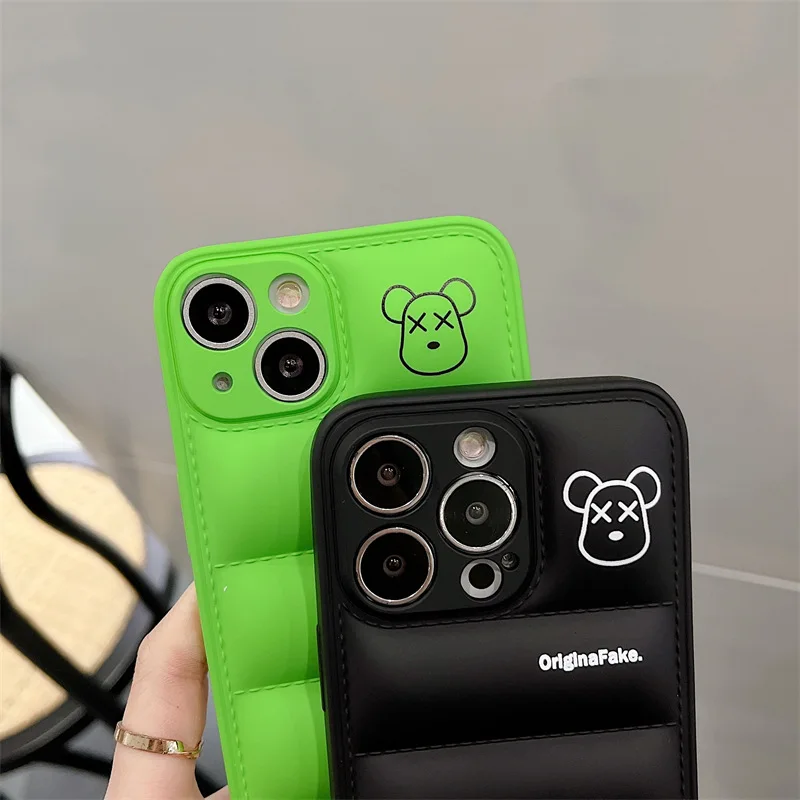 

Cartoon Bear Down Iphone14promax Phone Case For Apple 13pro 12 11 Xr Xs Xsmax 7 8plus All-Inclusive Drop-Proof Silicone Case