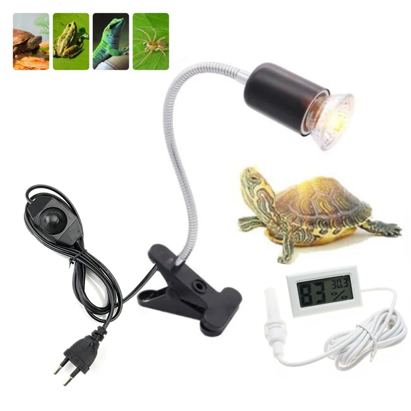 

UVA UVB Reptile lamp holder bulb Set with Clip Turtle Bulb Lamp Tortoises kit Heating Thermometer Hygrometer Basking Lamp Kit